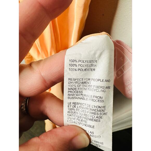 ROSETTA GETTY Peach Satin Sleeveless Scoop Neck Twist Back Shift Dress Size 10 - Picture 11 of 16